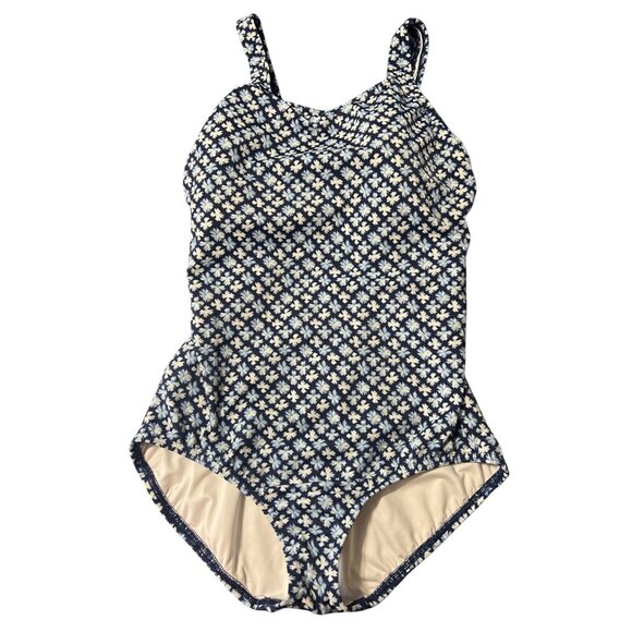 Lands End Womens Floral One-Piece Swimsuit Size 12 Mastectomy Beach Vacation - Picture 1 of 11